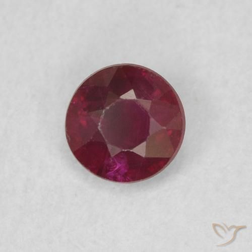 Rubí Rojo oscuro natural de 0.26 ct, Redondo, SI