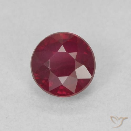 Rubí Rojo oscuro natural de 0.33 ct, Redondo, SI