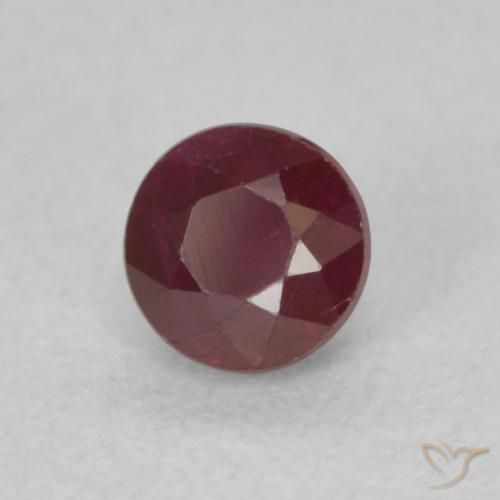 Rubí Rojo oscuro natural de 0.36 ct, Redondo, SI