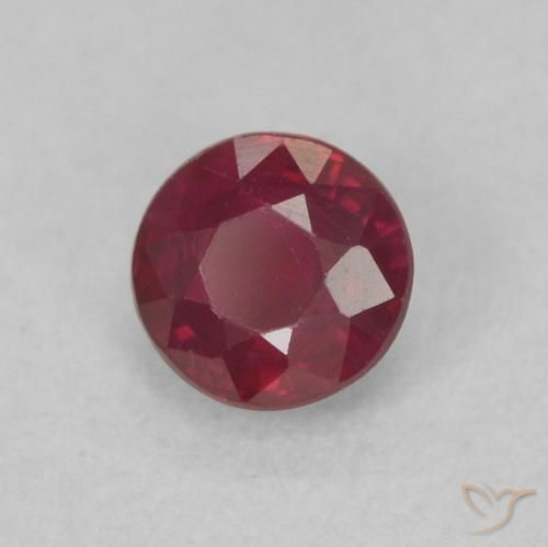 Rubí Rojo medio natural de 0.37 ct, Redondo, SI