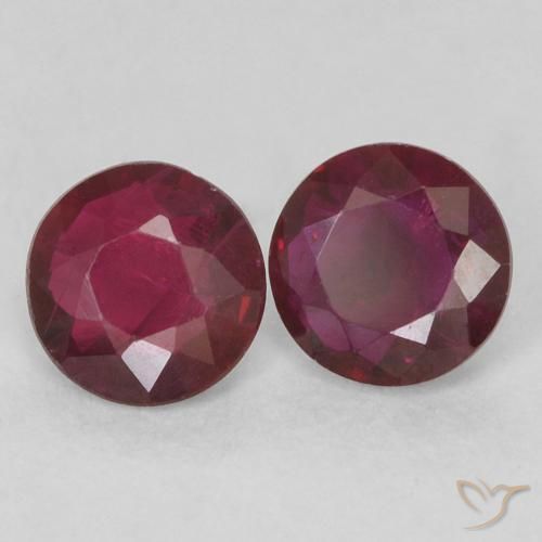 Gemas de Rubí Rojo vino natural de 0.48 ct, Redondo, VS-SI