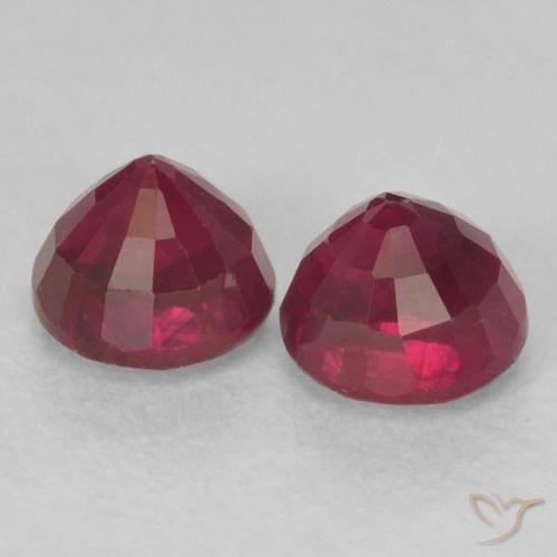 Gemas de Rubí Rojo oscuro natural de 0.72 ct, Redondo, VS-SI