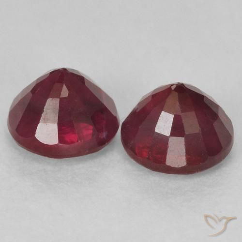 Gemas de Rubí Rojo oscuro natural de 0.74 ct, Redondo, VS-SI