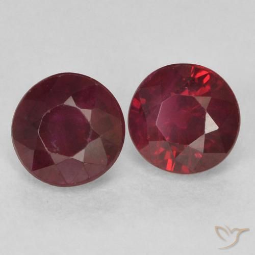 Gemas de Rubí Rojo oscuro natural de 0.73 ct, Redondo, VS-SI