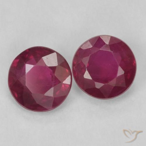 Gemas de Rubí Rojo oscuro natural de 0.50 ct, Redondo, SI