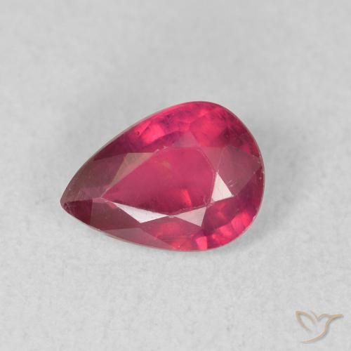 0.90ct Natural Rojo claro Rubí, En forma de pera, VS