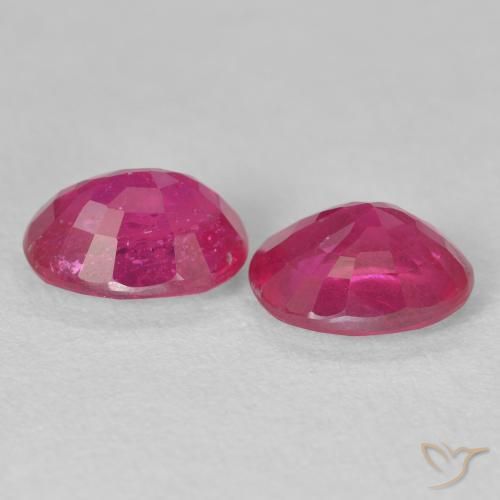 Gemas de Rubí Rojo rosado natural de 3.47 ct, Ovalada, VS-SI