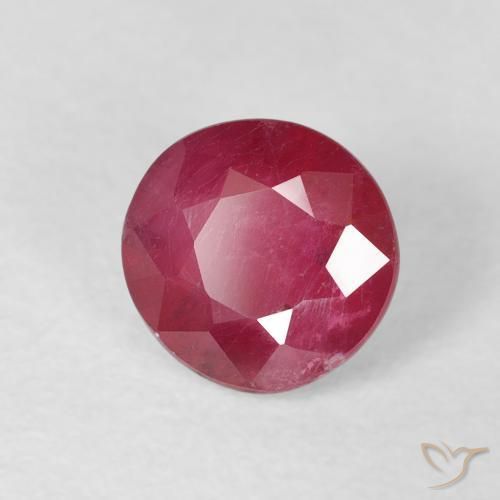 Rubí Rojo medio natural de 1.36 ct, Redondo, VS-SI