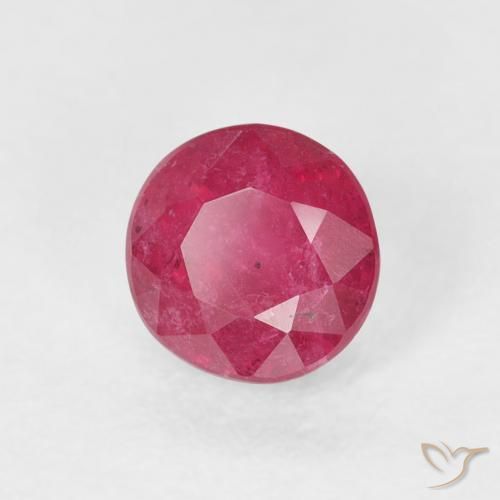 Rubí Rosado rojizo natural de 0.80 ct, Redondo, VS-SI