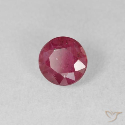 Rubí Rojo medio natural de 1.22 ct, Redondo, VS-SI