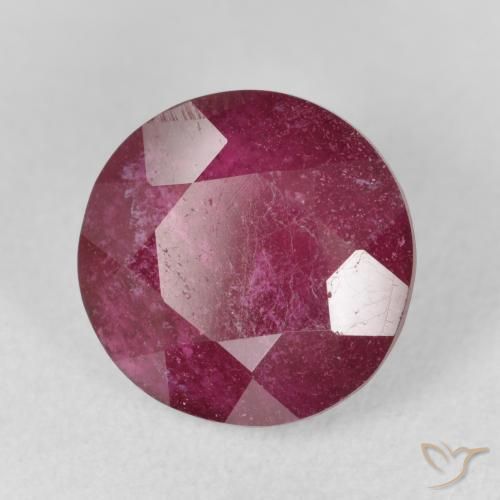 Rubí Rojo oscuro natural de 6.04 ct, Redondo, VS-SI