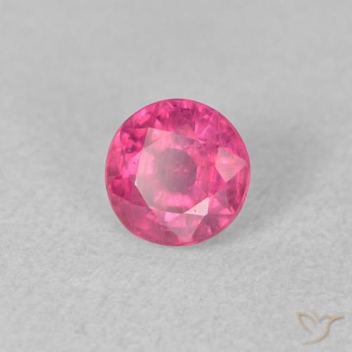 Rubí Rosado intenso natural de 0.90 ct, Redondo, VS-SI
