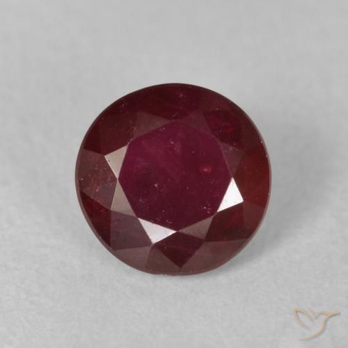 0.86ct Natural Rojo oscuro Rubí, Redondo, VS-SI