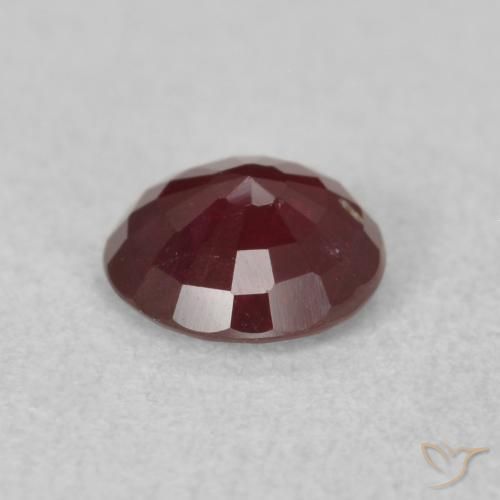 Rubí Rojo oscuro natural de 0.86 ct, Redondo, VS-SI