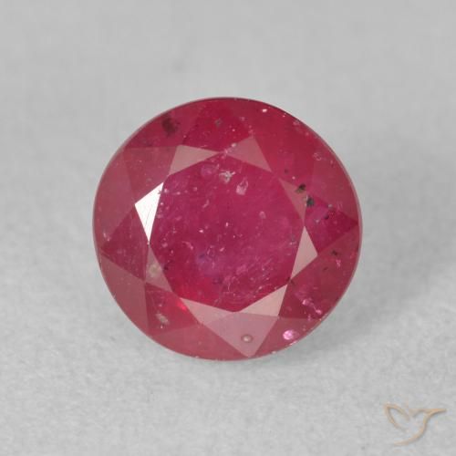 Rubí rosa rojizo natural de 2,29 ct, corte redondo, VS-SI