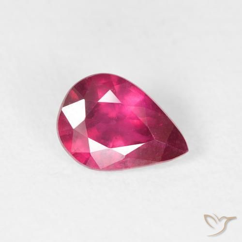 Rubí Rojo oscuro natural de 0.89 ct, En forma de pera, VS