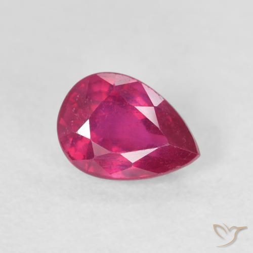 Rubí Rojo claro natural de 1.11 ct, En forma de pera, VS