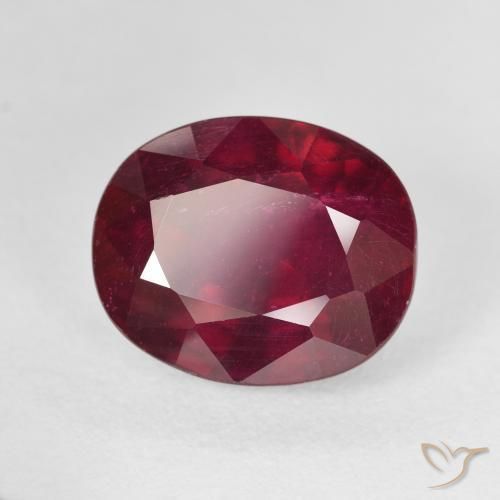 Rubí Rojo oscuro natural de 10.01 ct, Ovalada, VS