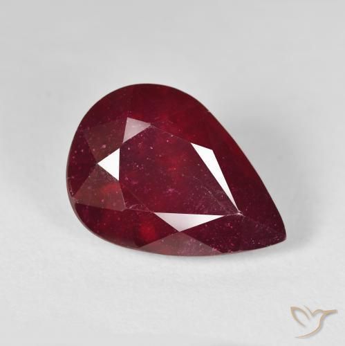 15.39ct Natural Rojo oscuro Rubí, En forma de pera, VS