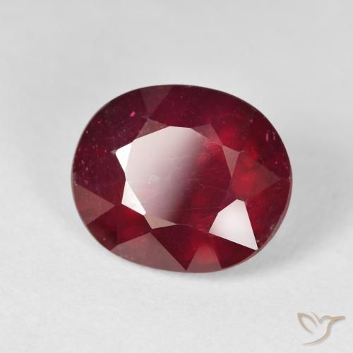 Rubí Rojo oscuro natural de 11.22 ct, Ovalada, VS