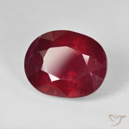 Rubí Rojo claro natural de 13.61 ct, Ovalada, VS