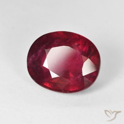 Rubí Rojo claro natural de 12.14 ct, Ovalada, VS