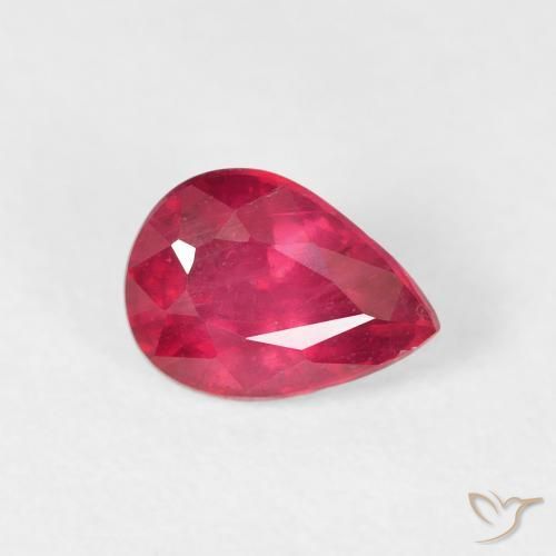 Rubí Rojo medio natural de 1.11 ct, En forma de pera, VS-SI
