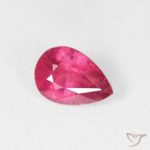 Rubí Rojo claro natural de 0.63 ct, En forma de pera, VS-SI