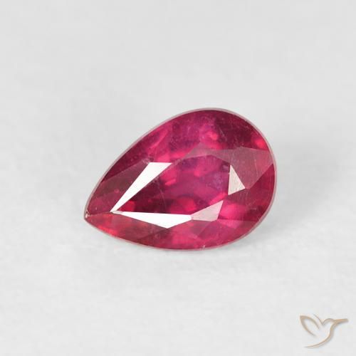 Rubí Rojo rosado natural de 0.66 ct, En forma de pera, VS-SI