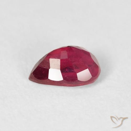 Rubí Rojo rosado natural de 0.66 ct, En forma de pera, VS-SI