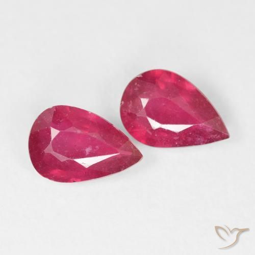 Gemas de Rubí Carmesí intenso natural de 1.53 ct, En forma de pera, VS-SI