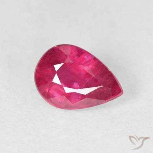 Rubí Rojo claro natural de 1.22 ct, En forma de pera, VS-SI