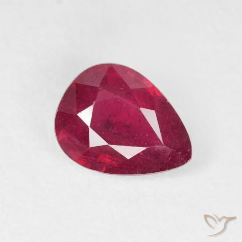 Rubí Medium Dark-Red natural de 1.58 ct, En forma de pera, VS-SI
