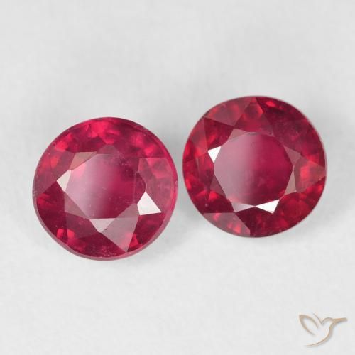 Gemas de Rubí Carmesí intenso natural de 2.38 ct, Redondo, VS