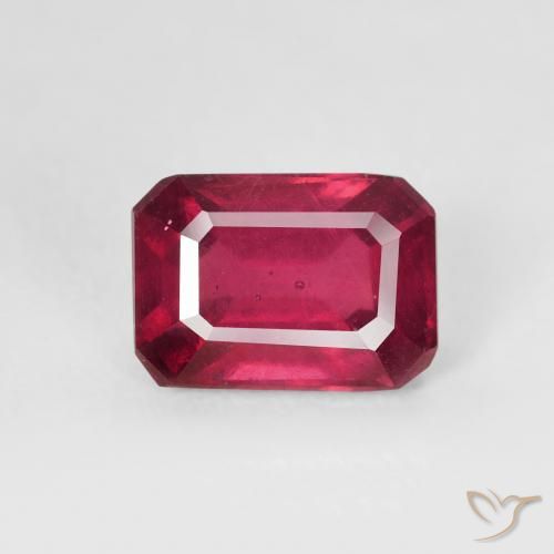 1.49ct Natural Rojo oscuro Rubí, corte esmeralda, VS