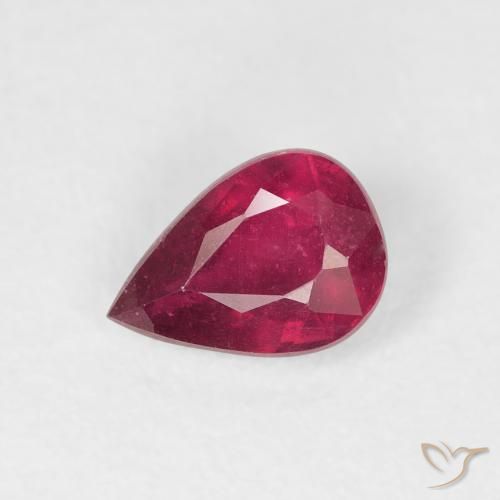 Rubí Medium Dark-Red natural de 1.03 ct, En forma de pera, VS-SI