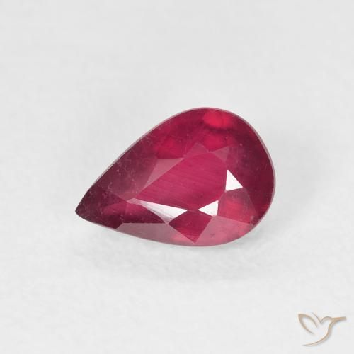 Rubí Rosado rojizo intenso natural de 0.97 ct, En forma de pera, VS-SI