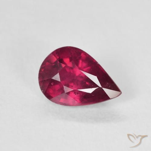 Rubí Rosado rojizo intenso natural de 1.02 ct, En forma de pera, VS-SI