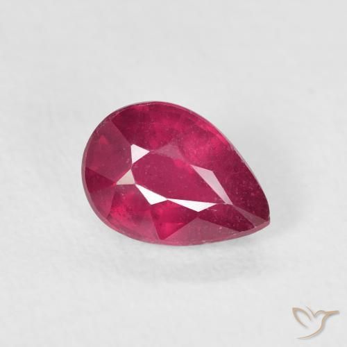 Rubí Rosado rojizo intenso natural de 1.11 ct, En forma de pera, VS-SI
