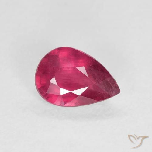 Rubí Medium Dark-Red natural de 0.95 ct, En forma de pera, VS-SI