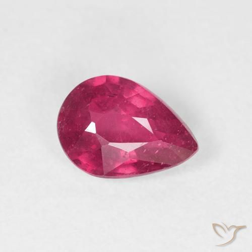 Rubí Rojo claro natural de 0.91 ct, En forma de pera, VS-SI
