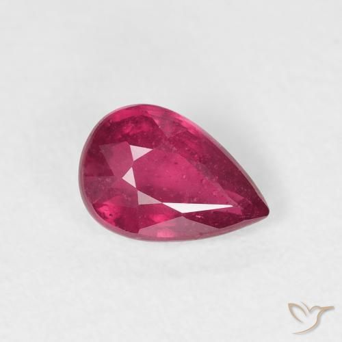 Rubí Rojo rosado natural de 0.94 ct, En forma de pera, VS-SI