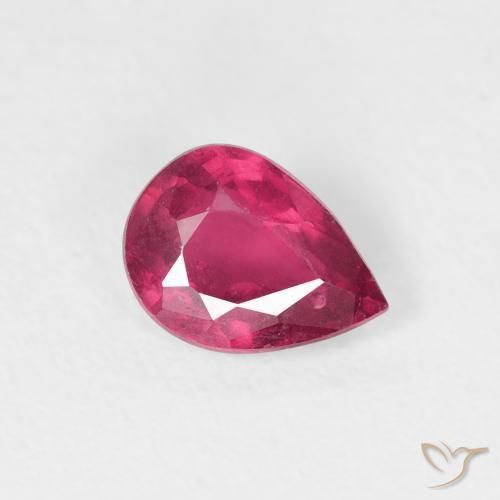 Rubí Rosado rojizo natural de 0.91 ct, En forma de pera, VS-SI