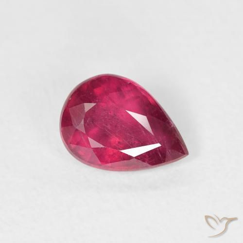 Rubí Rosado rojizo intenso natural de 0.94 ct, En forma de pera, VS-SI