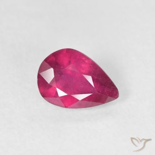 Rubí Rojo claro natural de 0.87 ct, En forma de pera, VS-SI