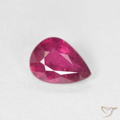 Rubí Rojo claro natural de 0.84 ct, En forma de pera, VS-SI