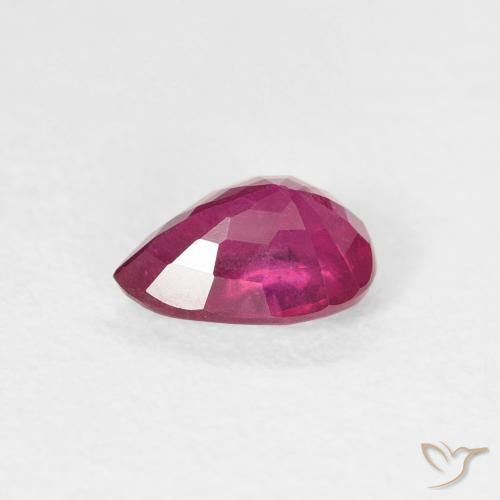 Rubí Rojo claro natural de 0.84 ct, En forma de pera, VS-SI