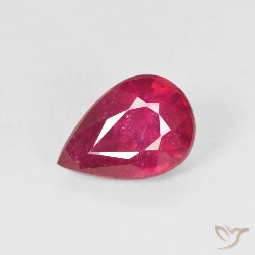 Rubí Rosado rojizo natural de 1.11 ct, En forma de pera, VS-SI