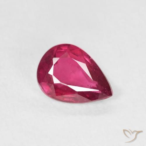 Rubí Rojo claro natural de 0.86 ct, En forma de pera, VS-SI