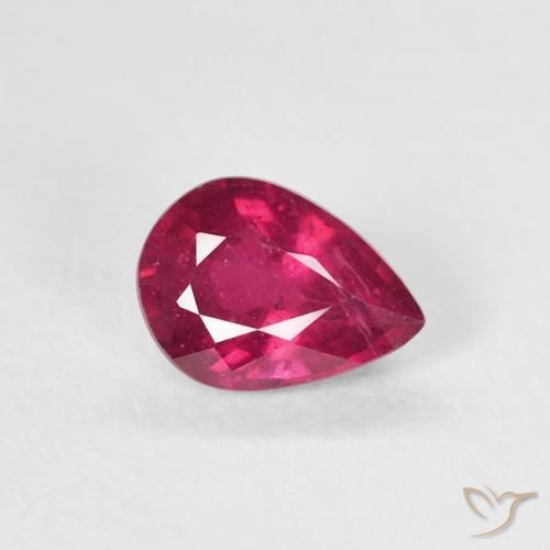 Rubí Rojo rosado natural de 0.93 ct, En forma de pera, VS-SI